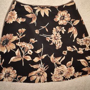 Black & Gold Floral Print Skirt